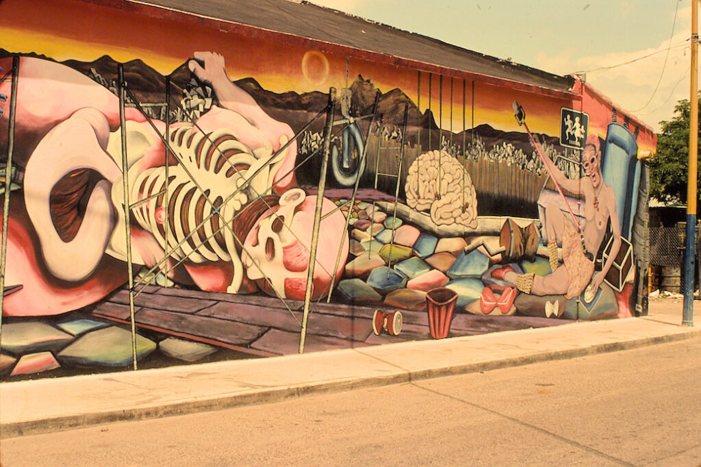 colour photo of a painted outdoor mural