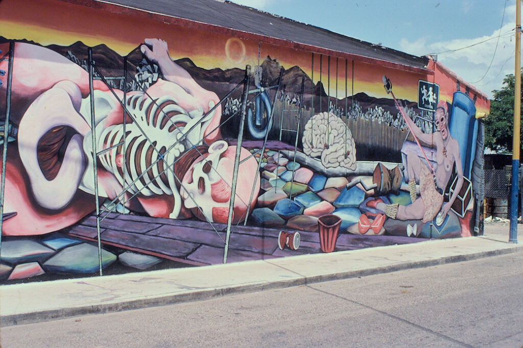 colour photo of a painted outdoor mural